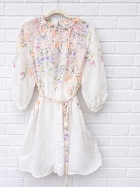 52 Seven Plus Size Dress Floral Print White With tie size 20W